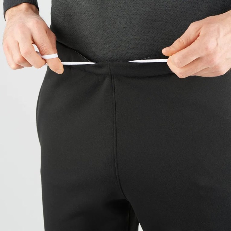 Black Salomon Essential Warm Fleece Men's Sport Pants | IE EU1579